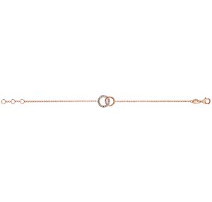 Bracelet Pl Or Rose 2 Cercles Entrelaces Oxydes Blancs Sertis 16+2cm